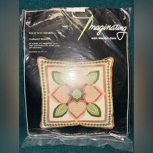 Imaginating By Marilyn Clark Four Way Hearts 106 Square Pillow Needlepoint Kit